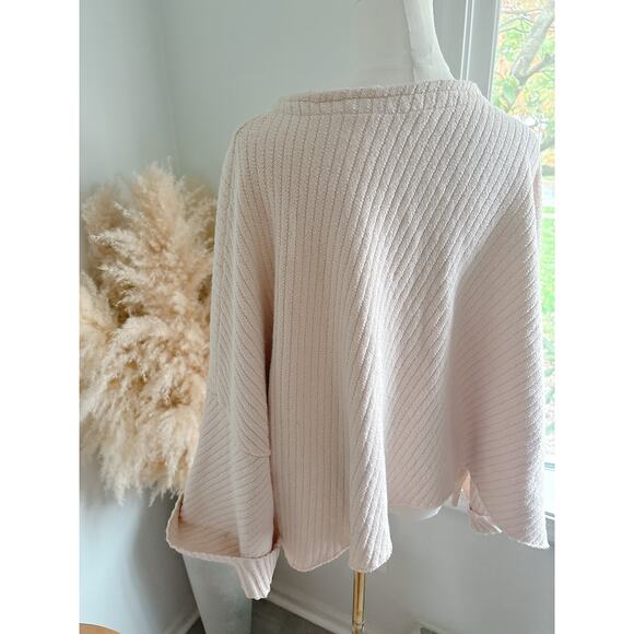 Free People I Can't Wait Cropped Sweater Size Medium Oversized Ribbed Dolman - Picture 9 of 11